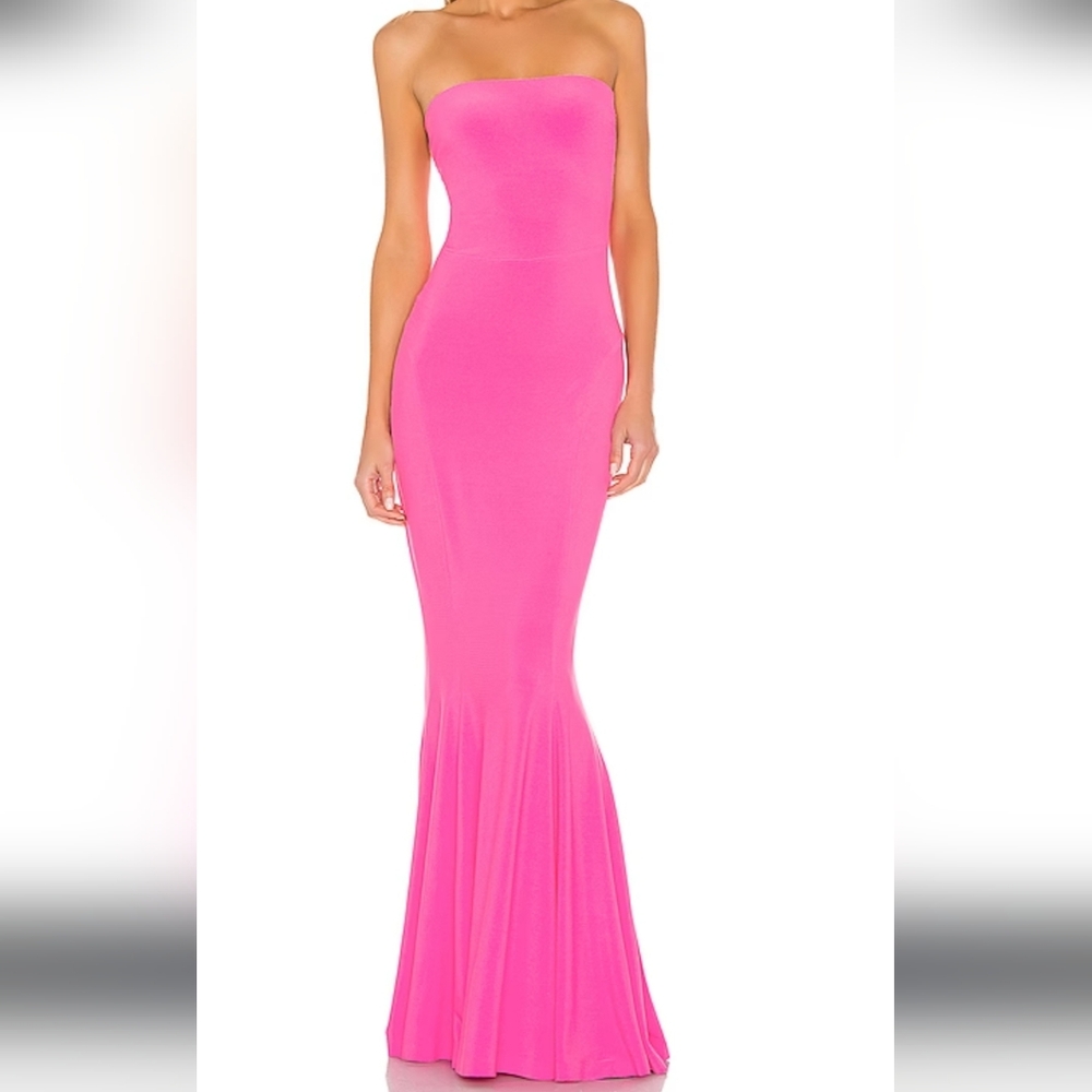Norma Kamali Strapless Hot Pink Mermaid Gown